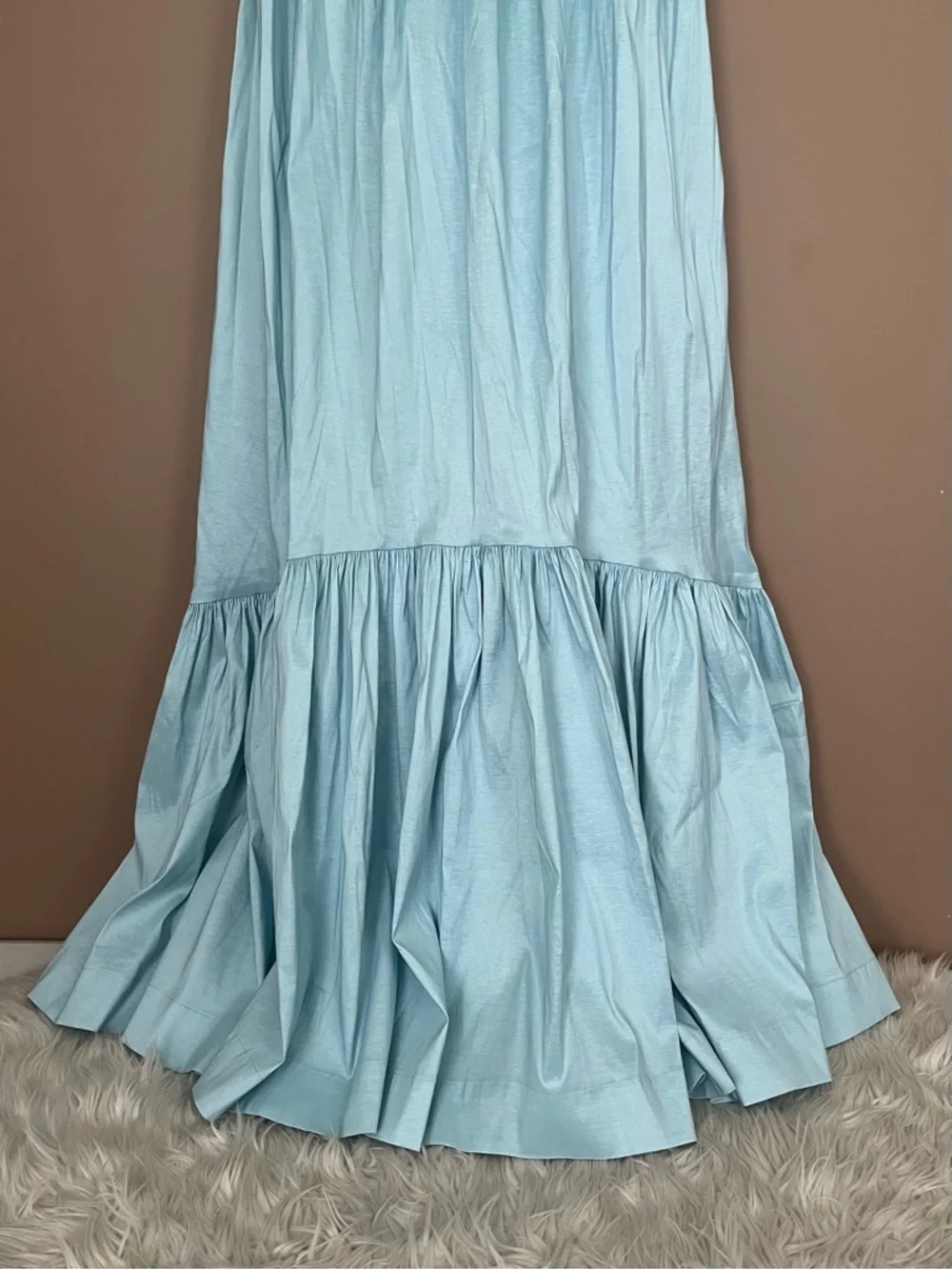 {Abercrombie & Fitch} Bow-Back Taffeta Maxi Dress in Blue - Womens Small - NWT